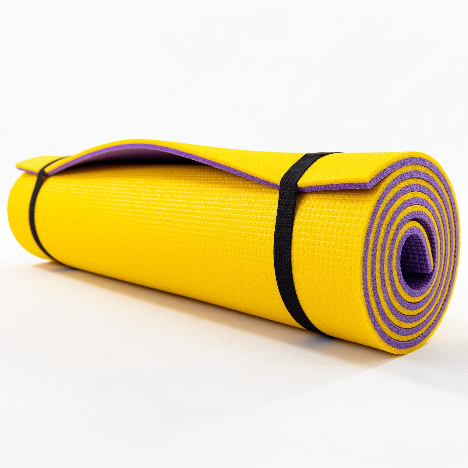 Килимок для йоги та чохол OSPORT n-0008 Спорт 8 мм Жовтий/Фіолетовий (21469) - фото 4