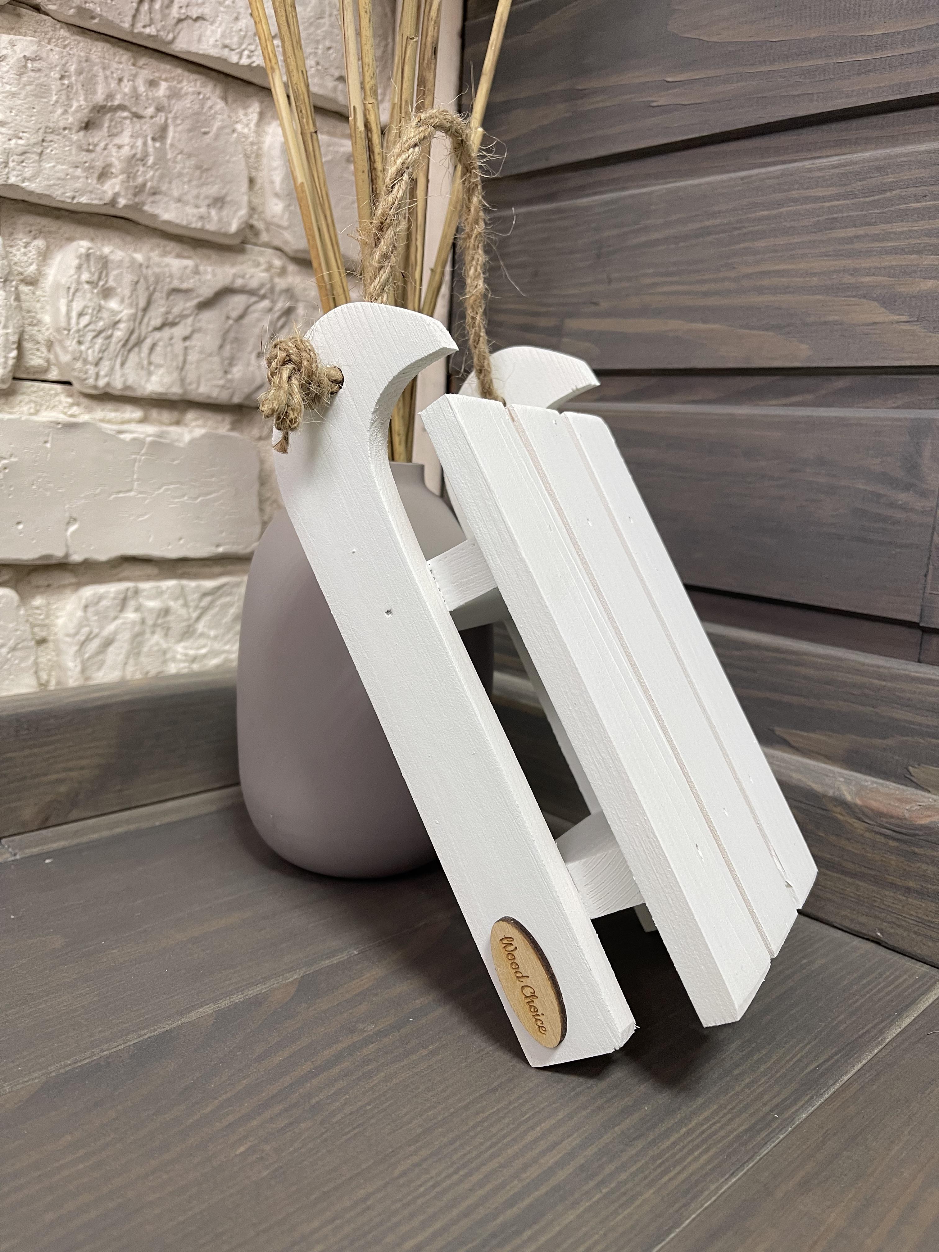 Санки декоративные деревянные 21х10 см Белый (108) - фото 3