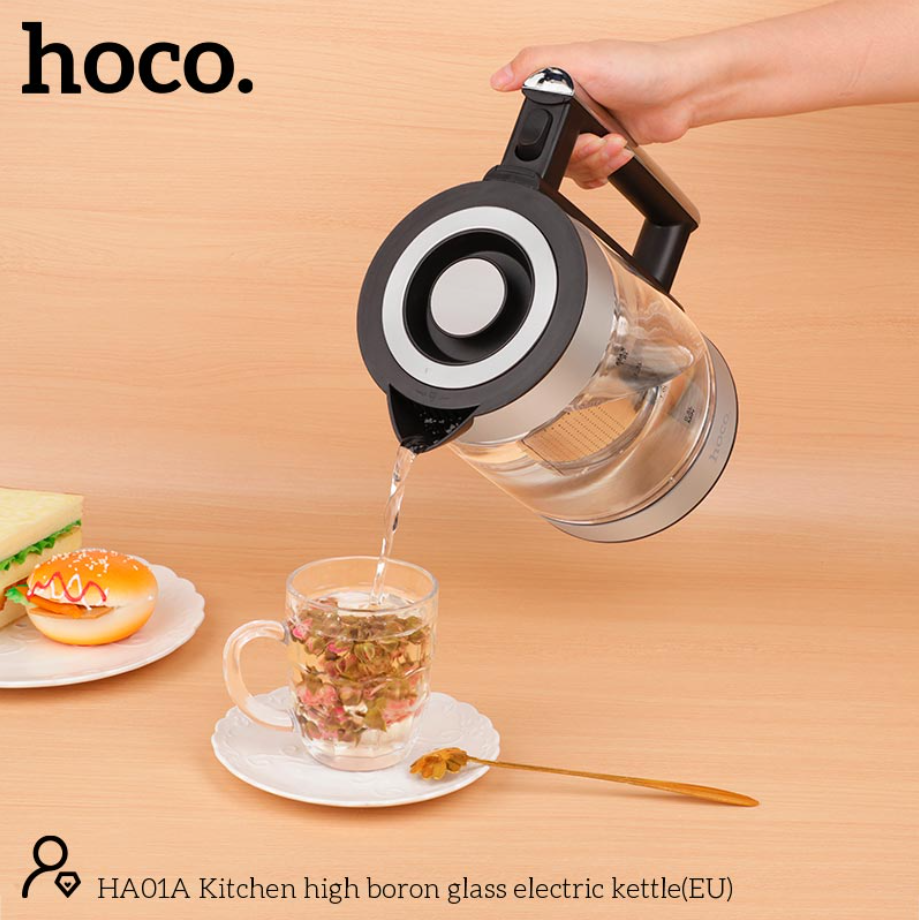 Електрочайник Hoco HA01A Kitchen high boron glass electric kettle 1,8 л Silver - фото 15