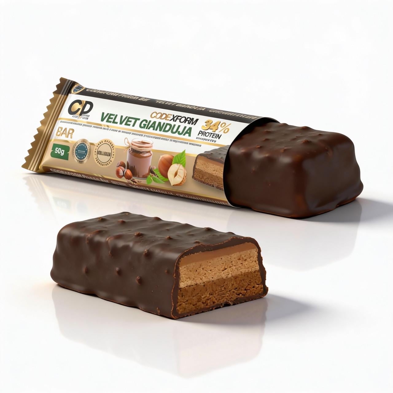 Батончик протеиновый CODExFORM Velvet Gianduja без сахара 34% белка 12 шт. (2934805024) - фото 4 Батончик протеиновый CODExFORM Velvet Gianduja без сахара 34% белка 12 шт. (2934805024) - фото 4