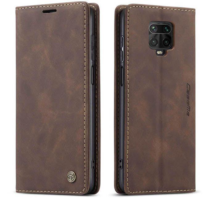 Чехол книжка с магнитом CaseMe на Xiaomi Redmi Note 9S Dark Brown (15546-05)