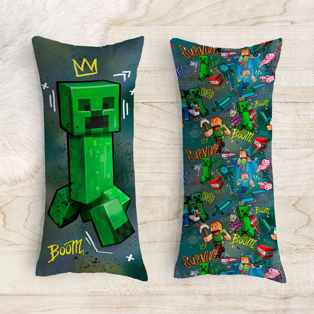 Подушка-обіймашка дакімакура дитяча Майнкрафт Крипер 40х100 см