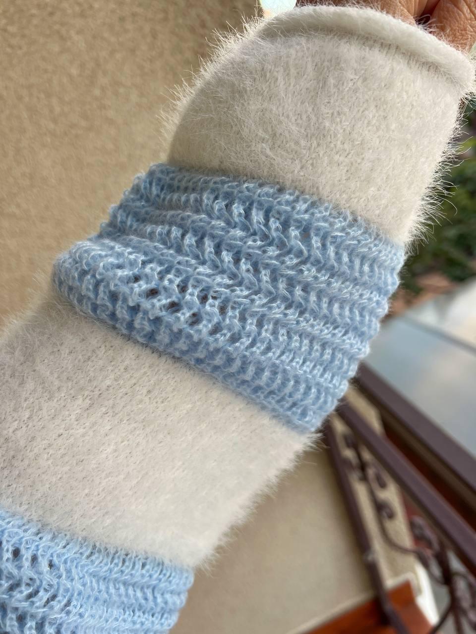 Светр жіночий A-N 1203 широка смуга комбинований плетіння ангора широкі рукава OS Блакитний (2955) - фото 6 Светр жіночий A-N 1203 широка смуга комбинований плетіння ангора широкі рукава OS Блакитний (2955) - фото 6