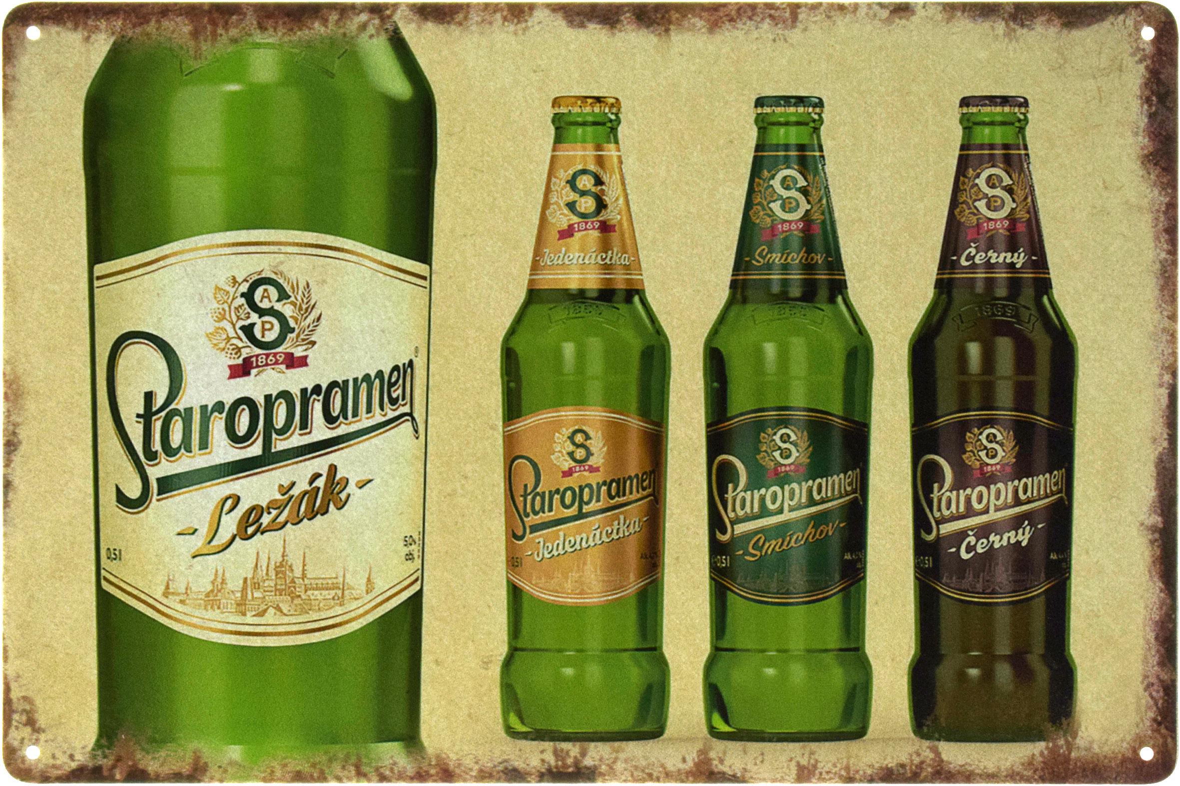 Металлическая табличка Beer Staropramen 20x30 см