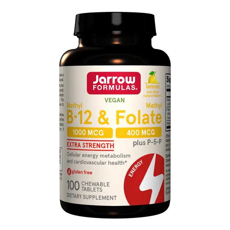 Витамины группы В Jarrow Formulas Methyl B12 1000 mcg & Methyl Folate 400 mcg Лимон 100 табл. (10755-01)