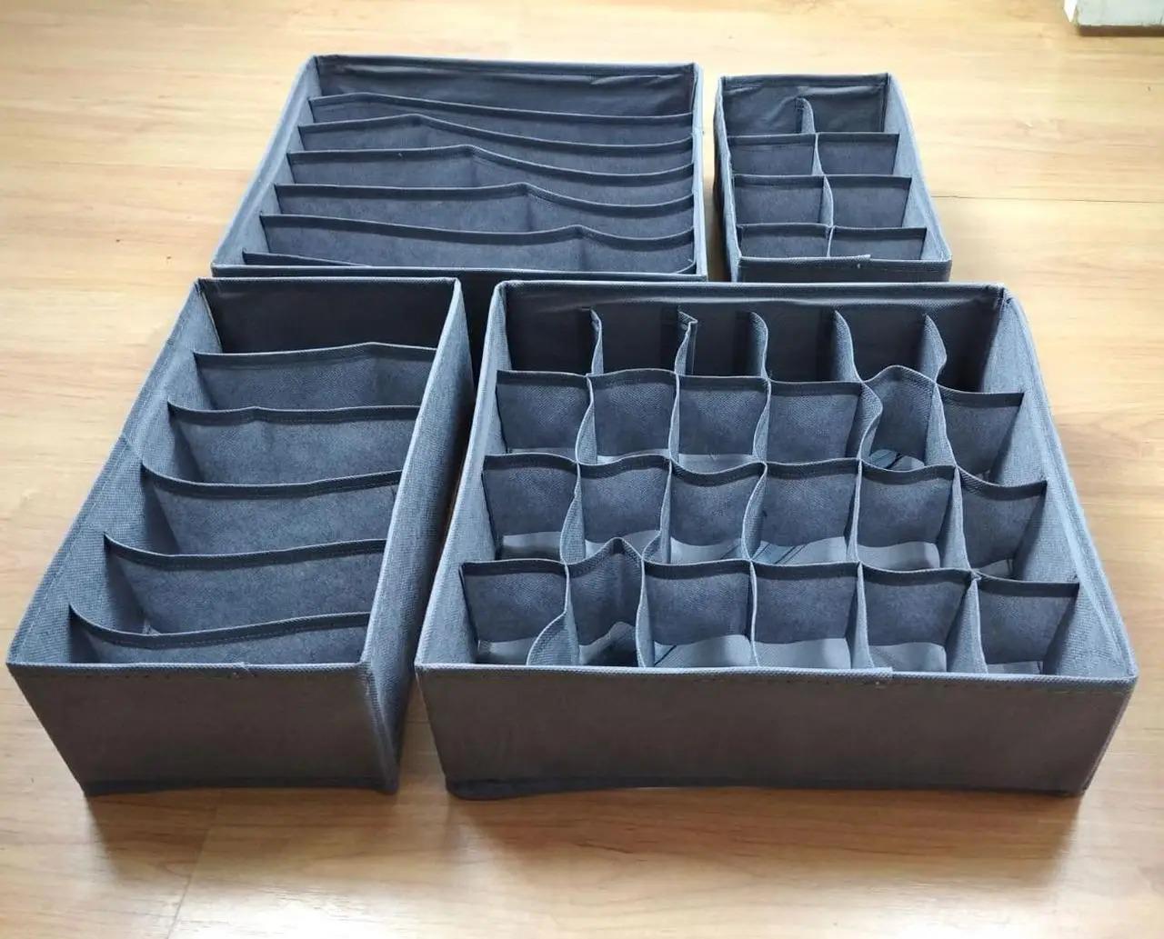 Набор органайзеров для нижнего белья 4 шт. Темно-серый (ОДШ-102-28) - фото 3 Набор органайзеров для нижнего белья 4 шт. Темно-серый (ОДШ-102-28) - фото 3