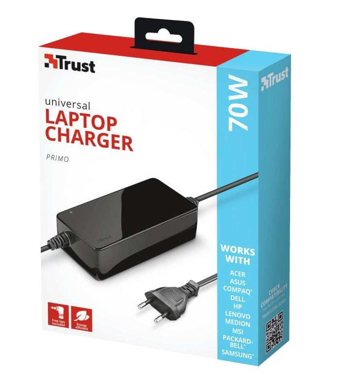 Зарядний пристрій Trust Primo 70W-19V Universal Laptop Charger Black - фото 4