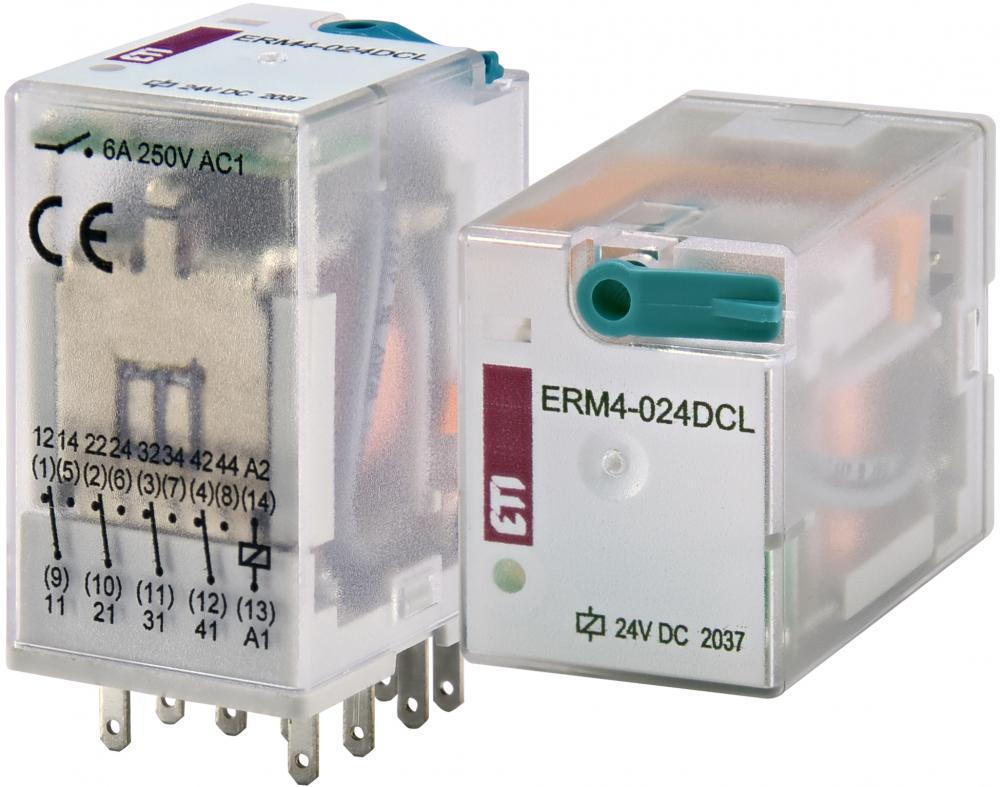 Реле промежуточное ETI ERM4-024DCL 6A 4к 24V DC ERM4 с индикатором (2473007)