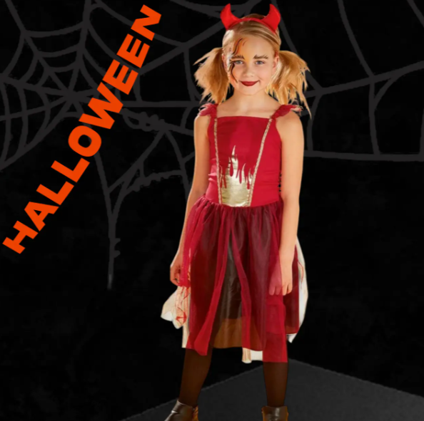 Костюм для Хэллоуин для девочки Дьяволица М Красно-черный (680233) - фото 4