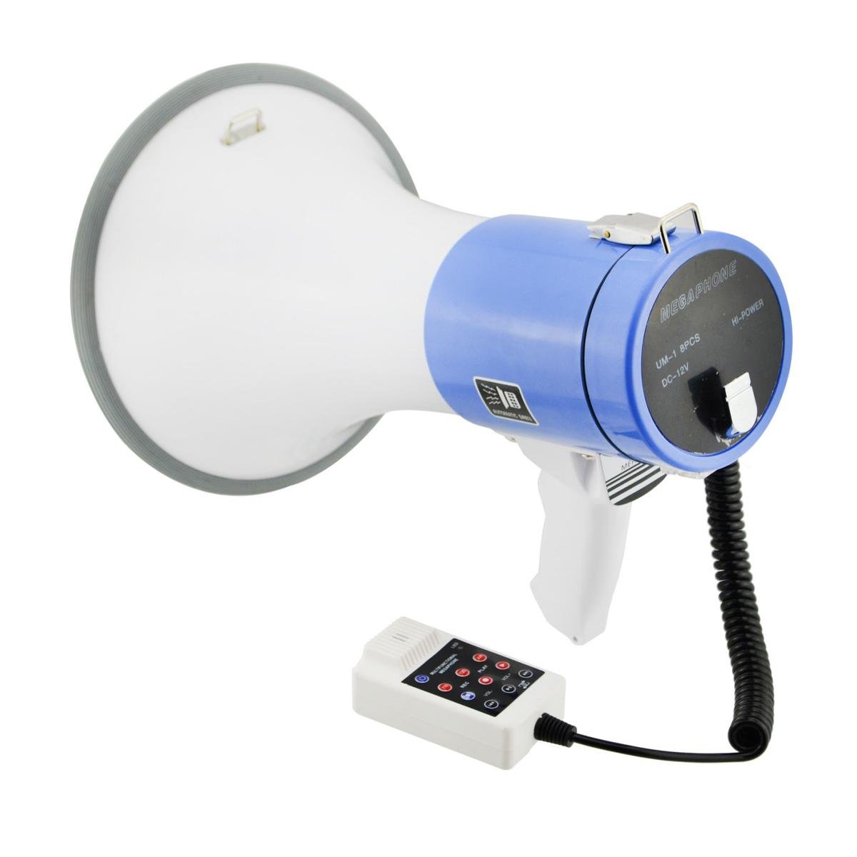 Рупорный громкоговоритель уличный Megaphone ER 66 12 V 50 W Бело-синий (1009025-Blue)