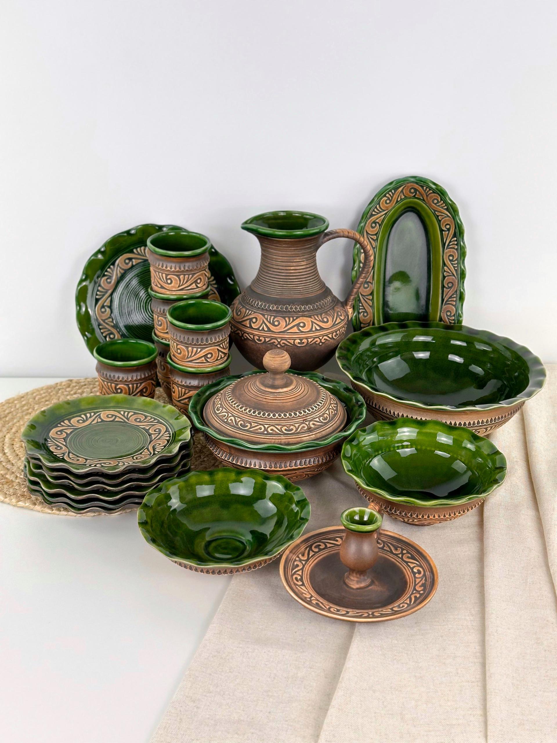 Набор глиняной посуды на 6 человек Гражда Коричневый (17019-3)