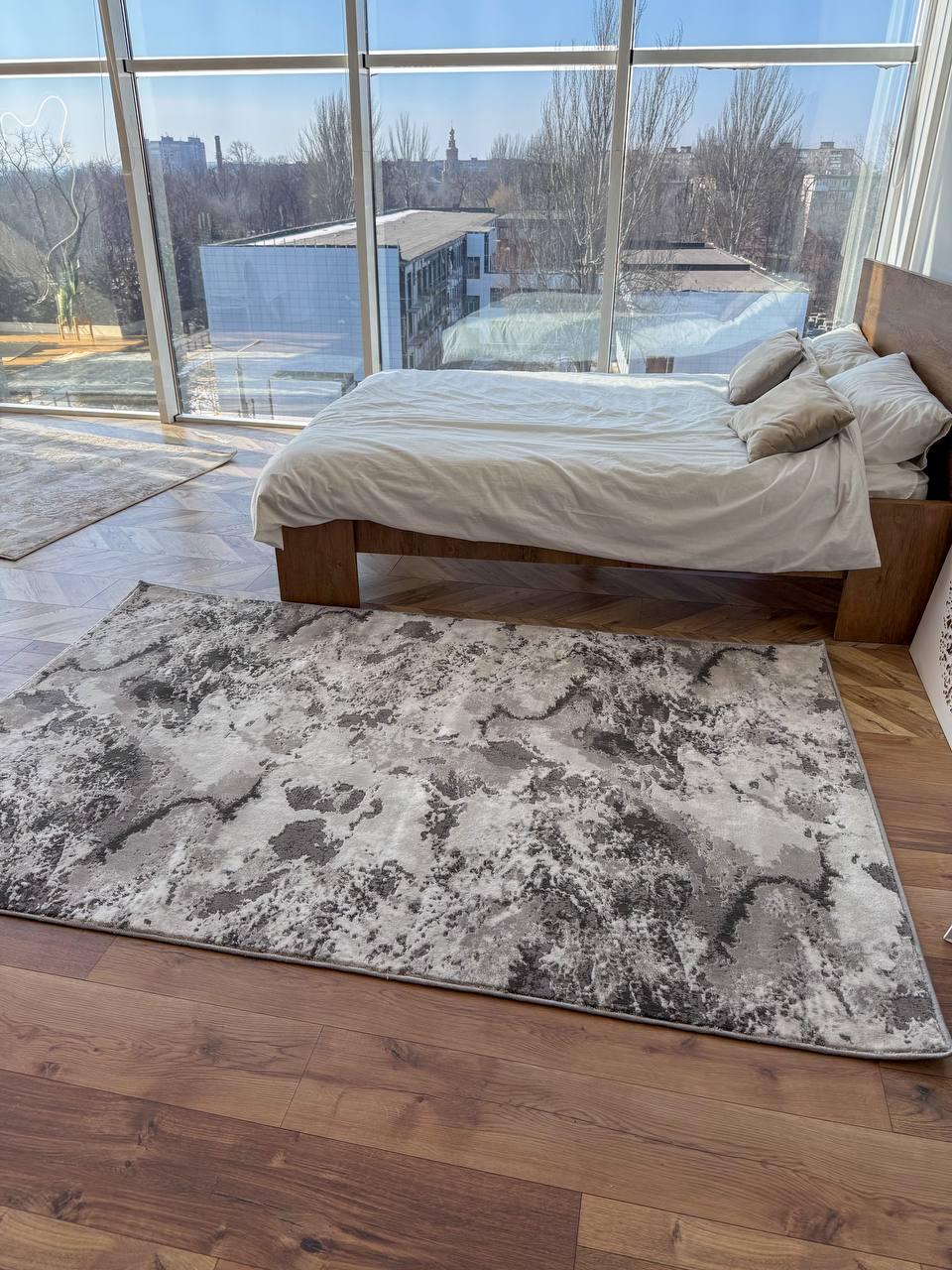 Килим сучасний з абстрактним візерунком 120x180 см Сірий - фото 3