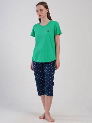 Костюм хлопковый из футболки и капри Зеленый (Vien-4081590245/3) - фото 3 Костюм хлопковый из футболки и капри Зеленый (Vien-4081590245/3) - фото 3