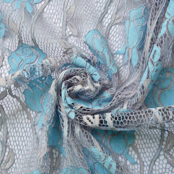 Ткань гипюр IDEIA Роза 1,4 м Голубой (2200004120300)