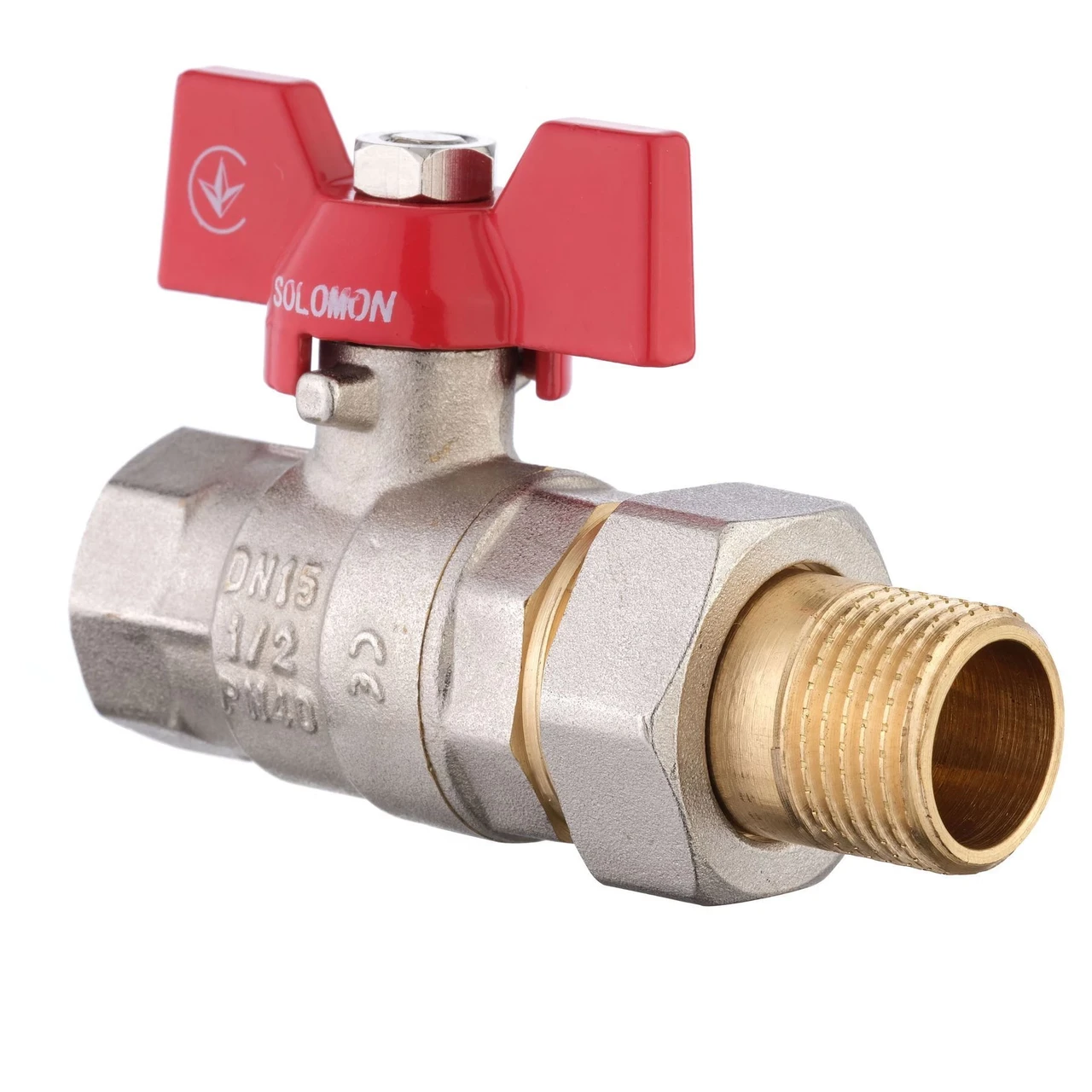 Кран кульовий прямий з американкою Solomon 1/2" посилений 1042 (1200000364) - фото 1