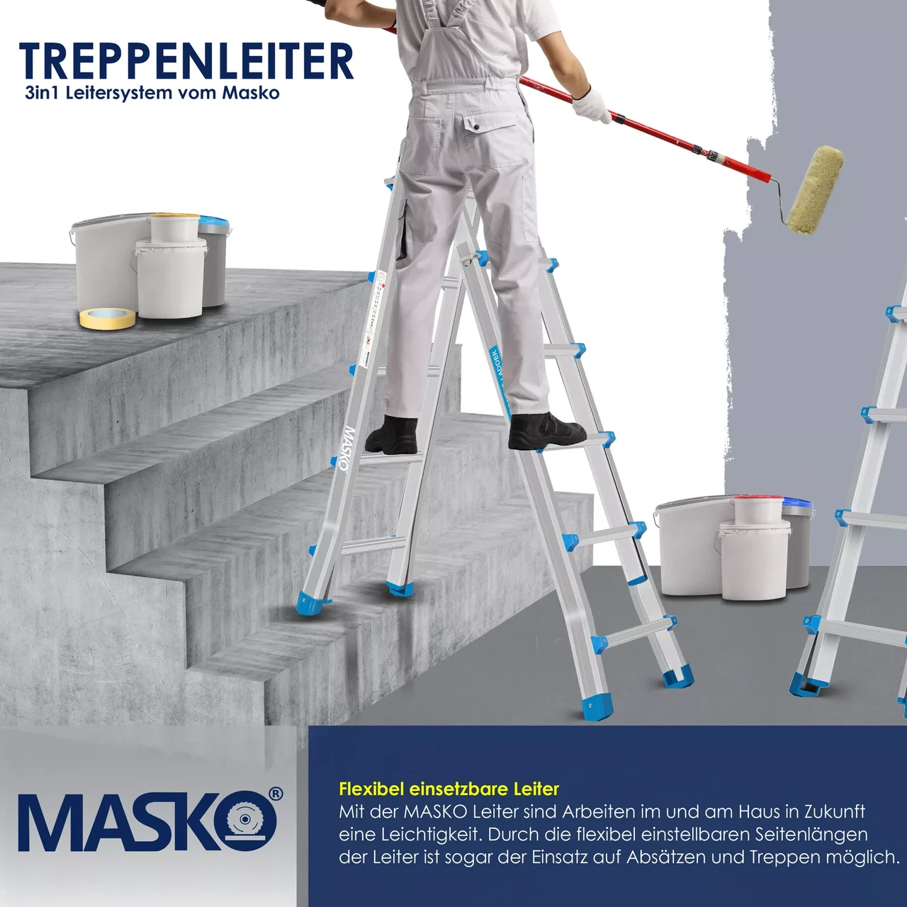 Стремянка телескопическая MASKO Серебряный (13277slb-bl) - фото 6 Стремянка телескопическая MASKO Серебряный (13277slb-bl) - фото 6