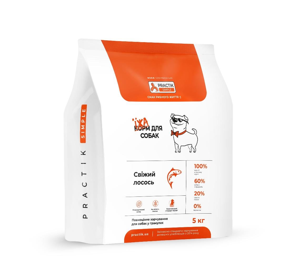 Корм для собак Practik Simple Суперпреміум з Свіжим Лососем 5 кг (5DSS850) Корм для собак Practik Simple Суперпреміум з Свіжим Лососем 5 кг (5DSS850)