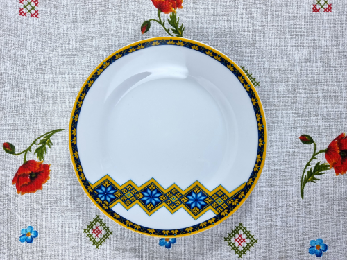 Набор тарелок SNT Вышиванка ромб 8 см 3 шт. Желто-голубой (30001-006)