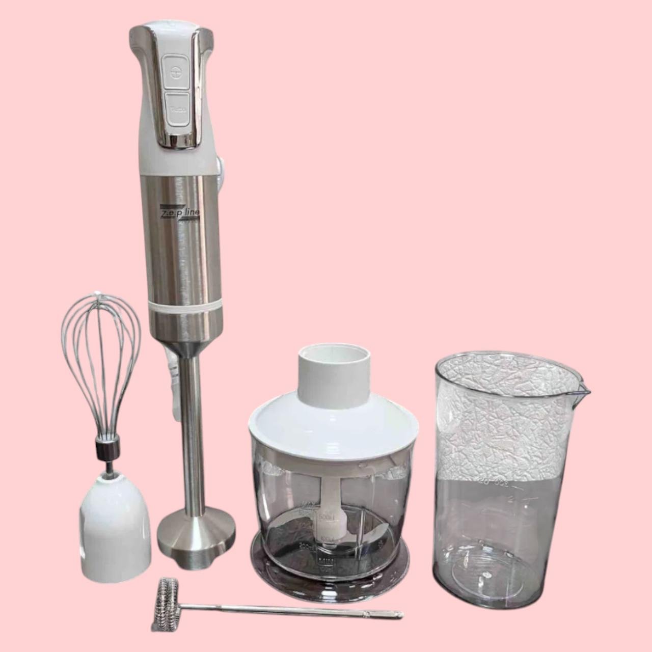 Блендер Zepline ZP-073 5в1 з насадками для збивання/подрібнення/спінювання молока 1500 Вт 0,6 л Білий (є77) - фото 5
