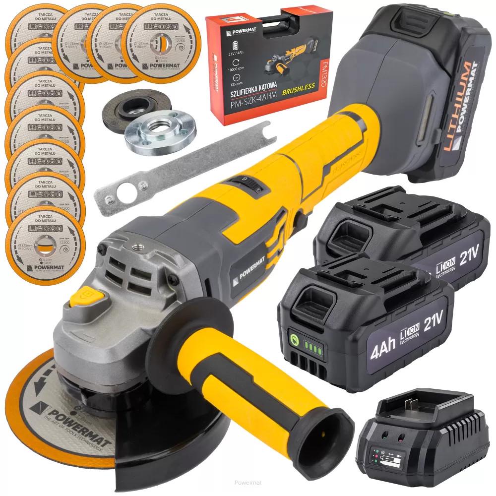 Шлифмашина аккумуляторная угловая Powermat PM-SZK-4AHM 2499851100 125 мм 0-10000 об/мин бесщеточная 21 В, 4 А/ч 2 аккумулятора Шлифмашина аккумуляторная угловая Powermat PM-SZK-4AHM 2499851100 125 мм 0-10000 об/мин бесщеточная 21 В, 4 А/ч 2 аккумулятора