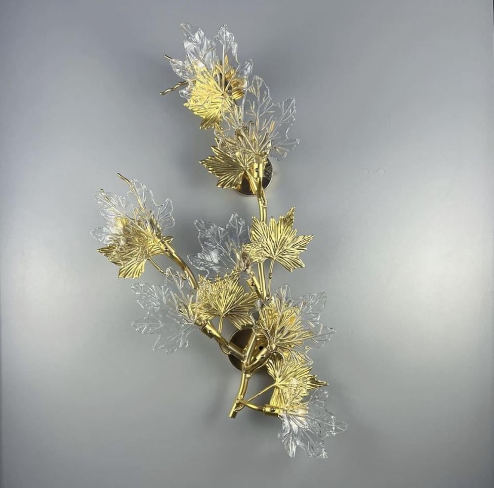 Бра роскошное с кленовыми листьями на 7 ламп (YG 16W/7)