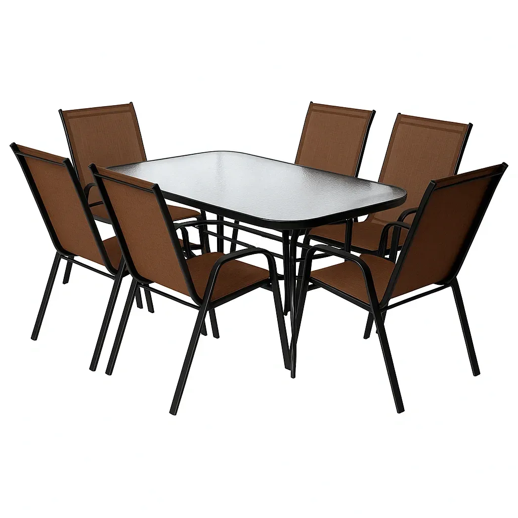 Комплект садових меблів 4Points Toscana-6 прямокутний стіл та 6 стільців 140х80 см Коричневий