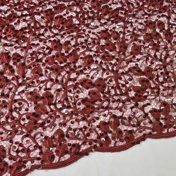 Ткань гипюр-пайетка IDEIA Микаэлла 1,3 м Бордовый (2200004180052)
