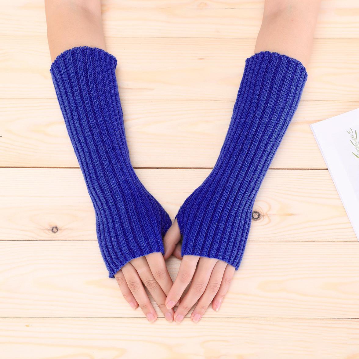 Мітенки в рубчик One size Синій (1498) - фото 1