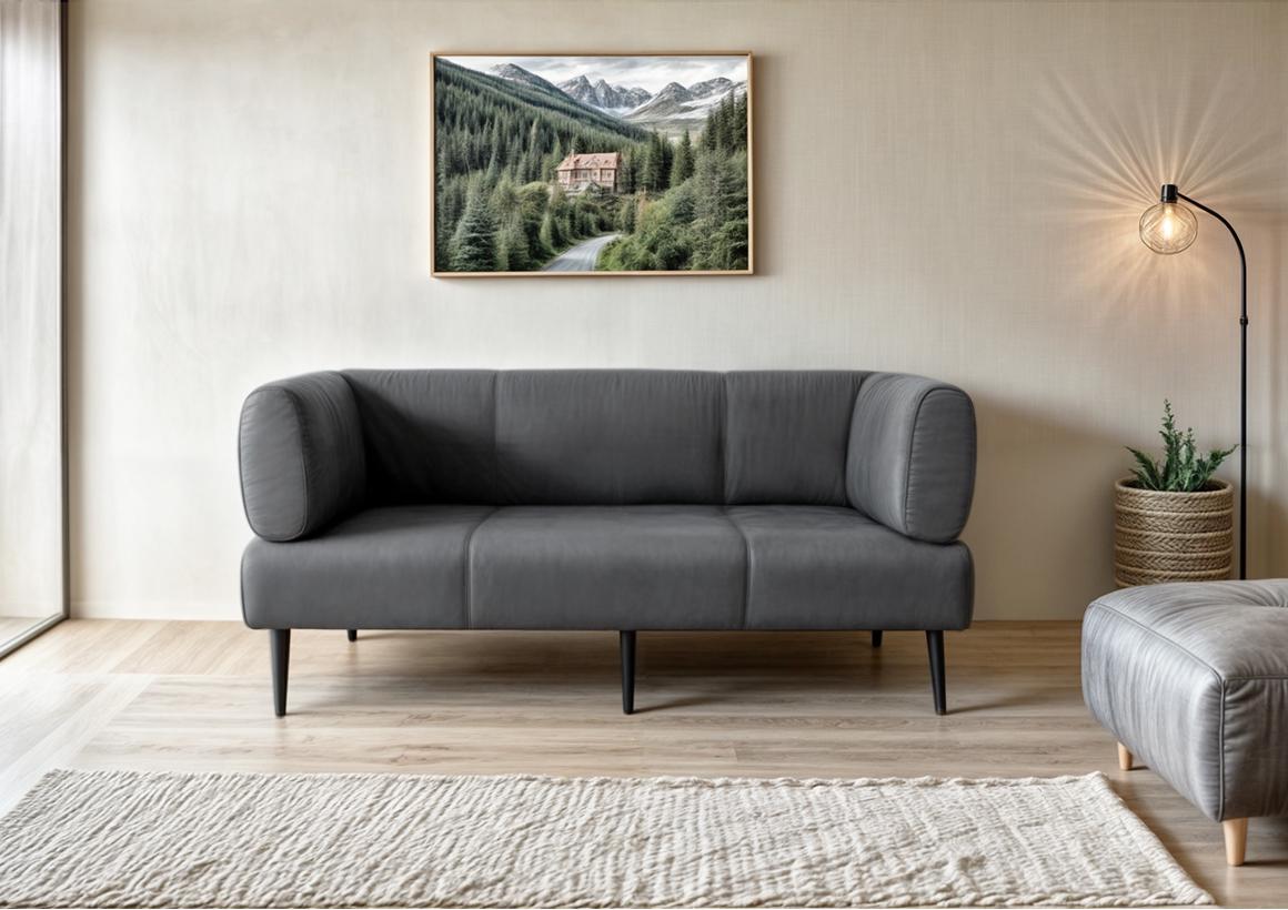 Диван офісний ТОБІ ШО Бенно-1 Emilia 95 велюр з підлокітниками та конусною ногою 1800х720х750 мм Dark grey (23052784) - фото 1