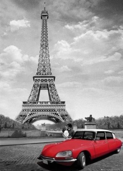 Алмазная мозаика Эйфелева башня и Citroen DS на подрамнике полная 40х50 см (178813)