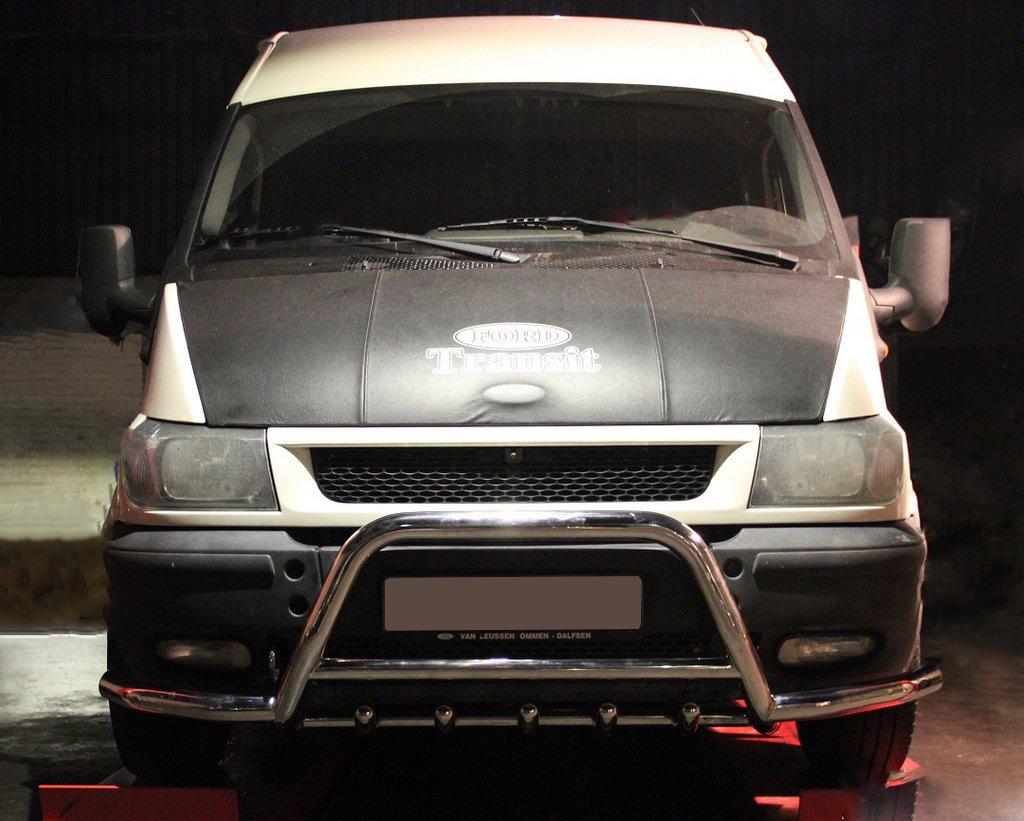 Кенгурятник с усами WT003-Plus CAN для Ford Transit 2000-2014 гг. нержавеющая сталь Хром