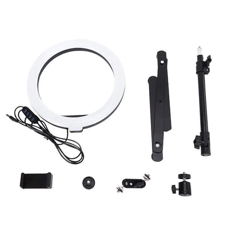 Кольцевая лампа 26 см на штативе для предметной фото и видео съемки (4646) Кольцевая лампа 26 см на штативе для предметной фото и видео съемки (4646)