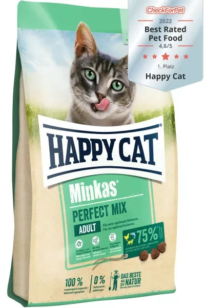 Корм сухий Happy Cat Minkas Perfect Mix для дорослих кішок з птицею/ягнятиною та рибою 500 г (70400)