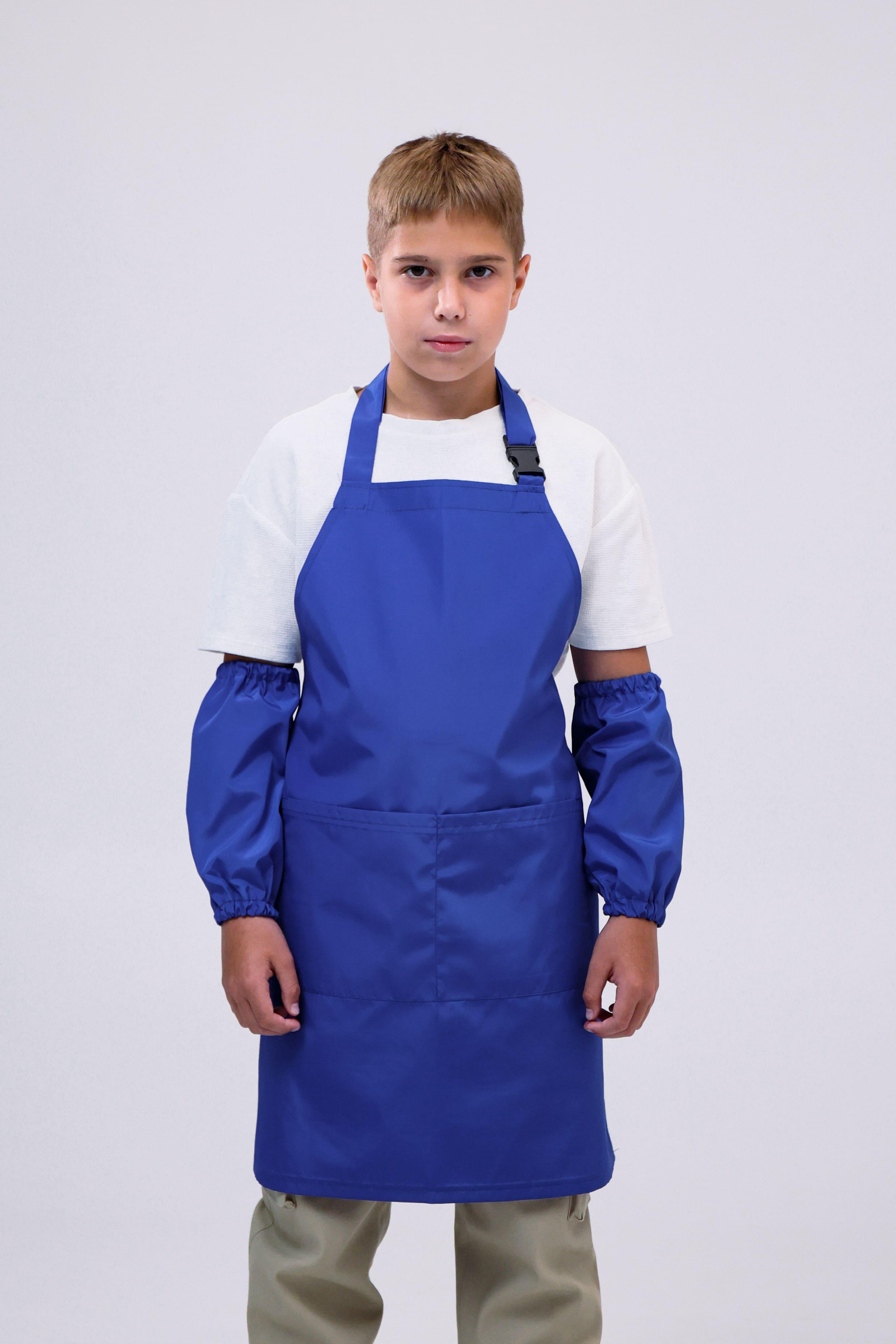 Фартук для уроков труда с нарукавниками из плащевой ткани для школы Электрик (п/хл-ел)