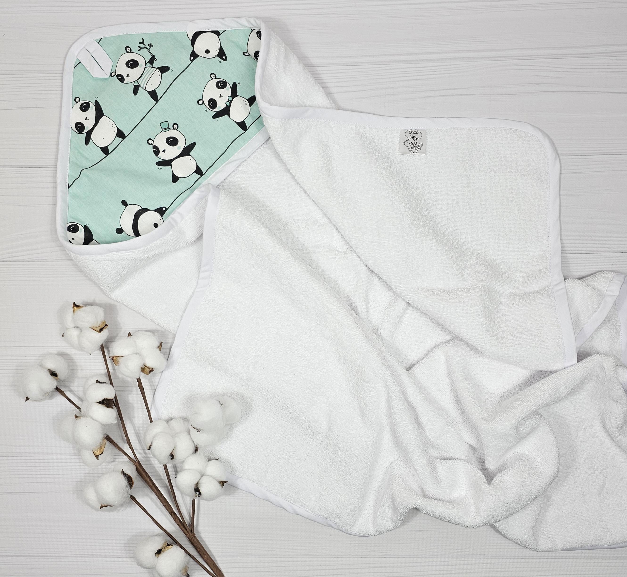 Полотенце-уголок детское A.L.Babybox Панды акробаты 80х80 см Белый (RU 27208265)