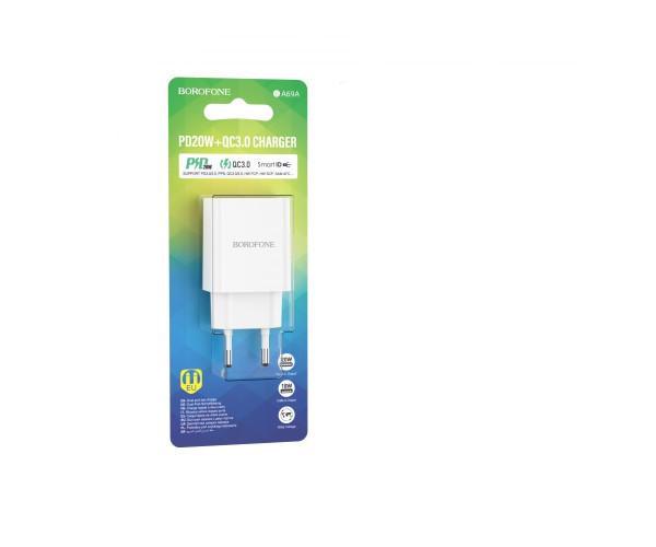 Устройство сетевое зарядное Borofone BA69A Resource PD20W/QC3,0 Type-C/USB White Устройство сетевое зарядное Borofone BA69A Resource PD20W/QC3,0 Type-C/USB White