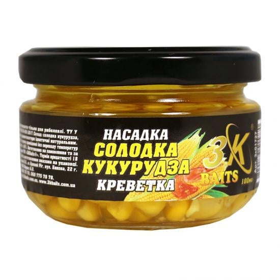 Насадка 3KBaits Premium Сладкая кукуруза Креветка 150 мл (3KB1836) - фото 1 Насадка 3KBaits Premium Сладкая кукуруза Креветка 150 мл (3KB1836) - фото 1