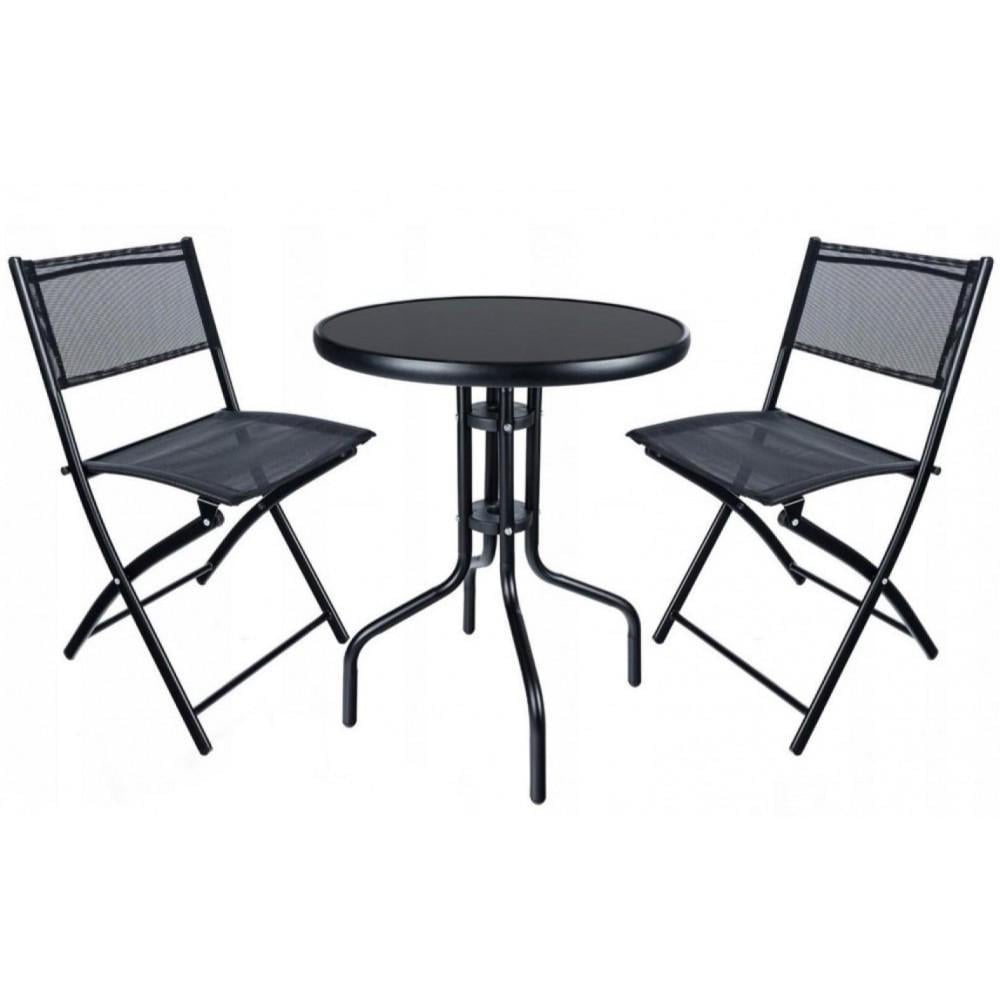 Набор садовой мебели стол/2 кресла Bonro B-6055 Черный (42400552)