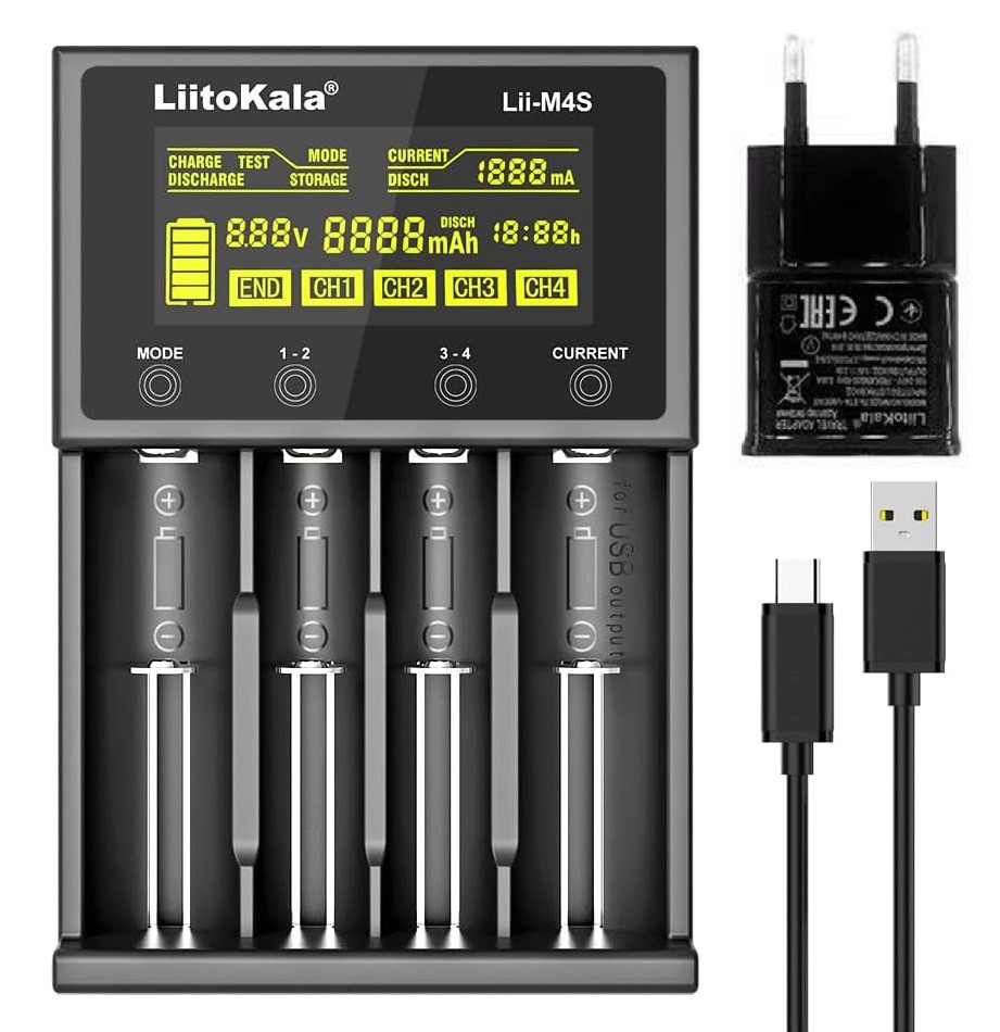 Зарядное устройство для аккумуляторных батарей LiitoKala Lii-M4S 18650/AA/AAA/Li-Ion/Ni-MH/Cd (000954)