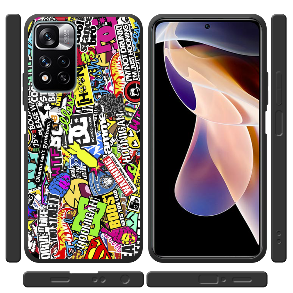 Чохол BoxFace Xiaomi Redmi Note 11 Pro Plus 5G Multicolored Inscriptions Чорний силікон (44441-up880-44442) - фото 2