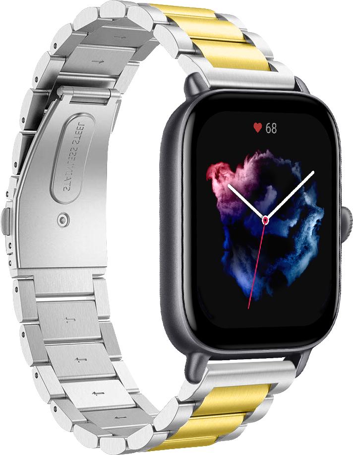 Металевий ремінець Shain Line для Amazfit GTS 3 Silver Gold (28125-67) Металевий ремінець Shain Line для Amazfit GTS 3 Silver Gold (28125-67)