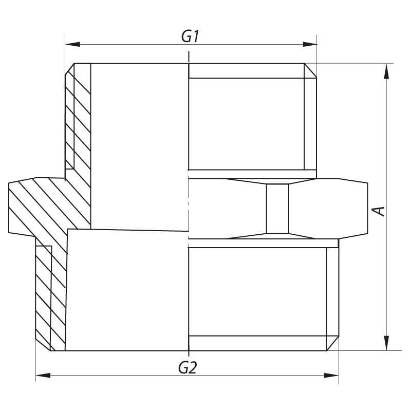 Ниппель редукционный KOER KF.N1012 резьбовая наружная резьба из никелированной латуни 1x1-1/4" (OL-KF0039) - фото 2 Ниппель редукционный KOER KF.N1012 резьбовая наружная резьба из никелированной латуни 1x1-1/4" (OL-KF0039) - фото 2