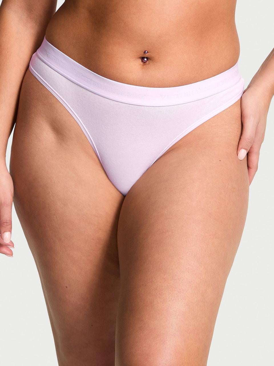 Трусики женские Victoria's Secret Logo Cotton Thong XS Сиреневый (118976672131)