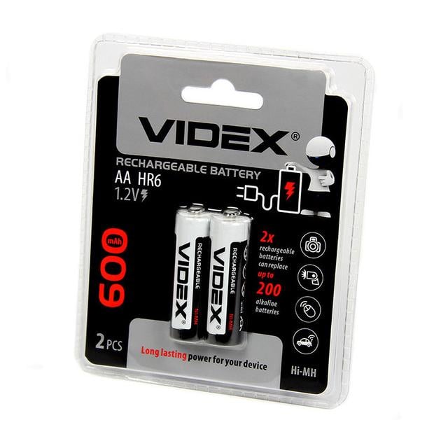 Аккумулятор Батарея Videx AA 600 mAh Ni-MH 2 шт.