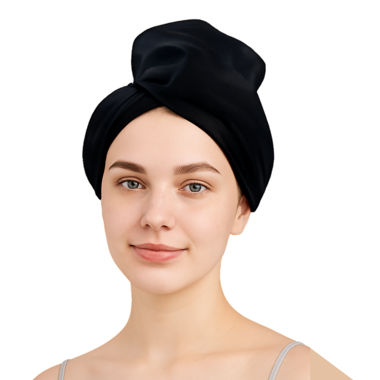 Полотенце-тюрбан шелково-микрофибровое двустороннее 65х20 см Черное (2559173769)