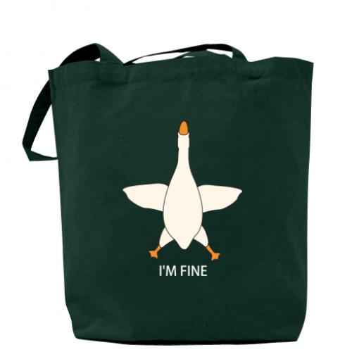 Шоппер Гусь I'm fine 37x41 см Темно-зеленый (16997322-16-199224)