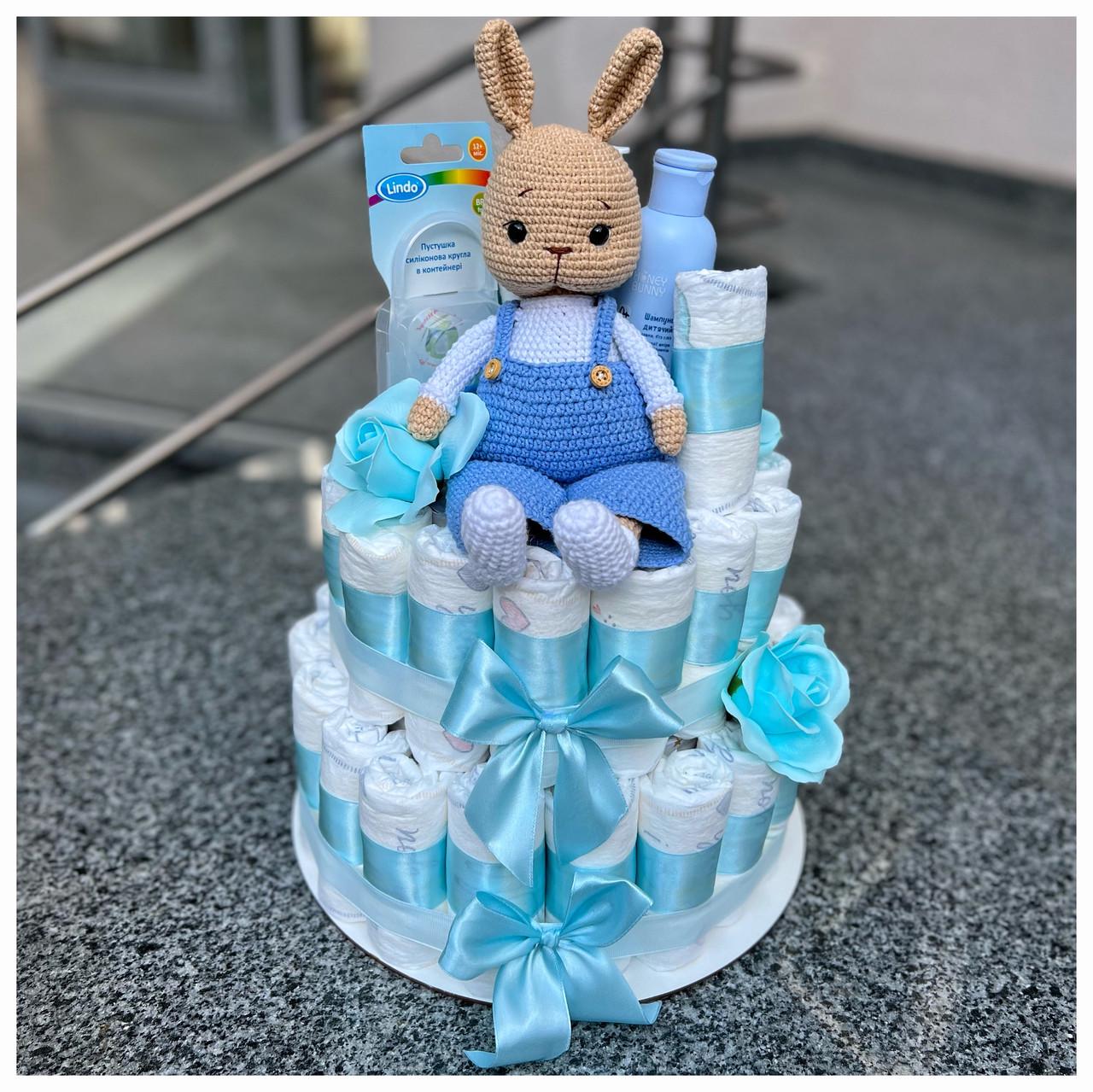 Букет з памперсів на виписку з пологового будинку для новонародженого Блакинтний (1963545355) - фото 2 Букет з памперсів на виписку з пологового будинку для новонародженого Блакинтний (1963545355) - фото 2