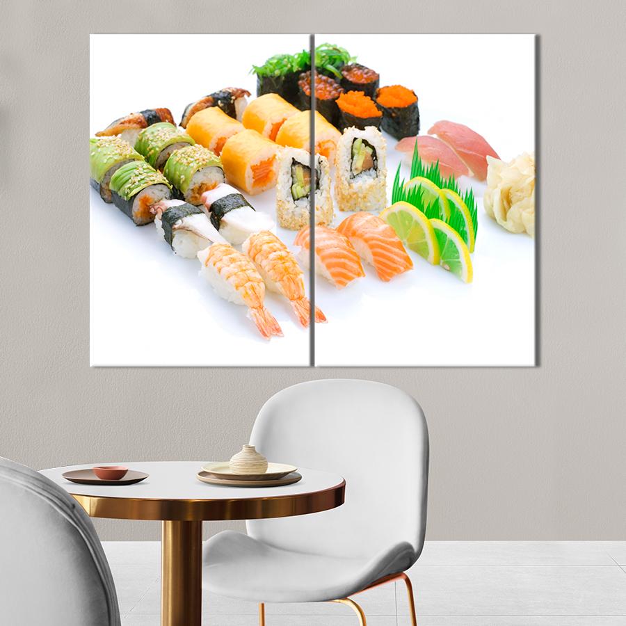 Настенний декор Большой сет суши на белом фоне 71x51 см (A522-2)