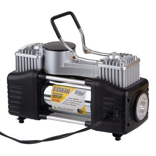 Компресор Вулкан KA-B12122 150psi/25Amp/90 л /клеми/шланг 7,5м з дефлятором/ліхтар/2 циліндри