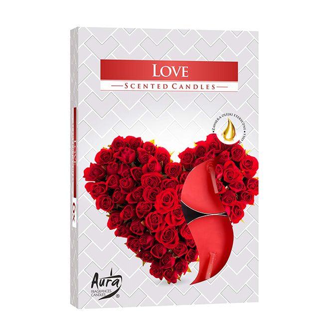 Свеча чайная таблетка ароматическая Flora Bispol Любовь D-3,9 см 6 шт. (27229)